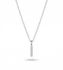 925 sterling silver delicate necklace with six rhinestones minimalist vertical pendant