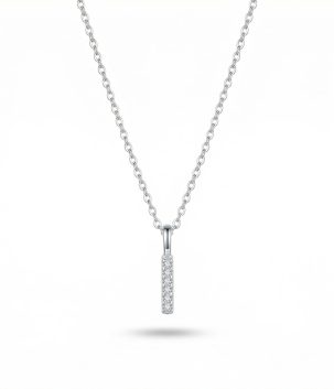 925 sterling silver delicate necklace with six rhinestones minimalist vertical pendant
