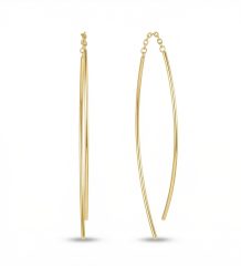 Elegant long curve threader earrings designed in premium sterling silver and soft gold plating