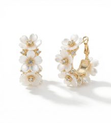 Flower Copper Gold Plated Rhinestone Earrings