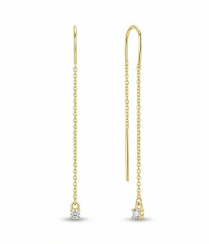gold-plated-sterling-silver-long-threader-earrings Gold plated sterling silver long threader earrings with a fine chain design and subtle crystal drop.
