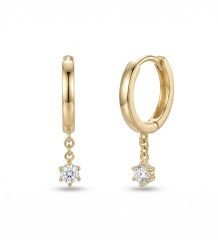 Sparkle Drop Huggie Earrings, a stunning blend of luxury and simplicity. Crafted from genuine 925 sterling silver and beautifully gold-plated, these earrings feature a dazzling zircon crystal suspended from a sleek modern hoop.