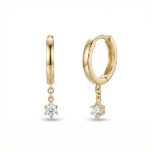 Sparkle Drop Huggie Earrings, a stunning blend of luxury and simplicity. Crafted from genuine 925 sterling silver and beautifully gold-plated, these earrings feature a dazzling zircon crystal suspended from a sleek modern hoop.