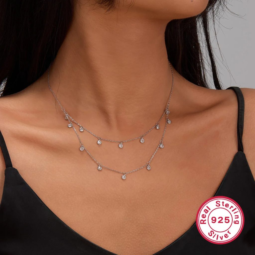 Cloudlet Sterling Silver Zircon Gemstone Necklace - Image 4