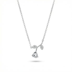 Sweet Rose Flower Sterling Silver Necklace