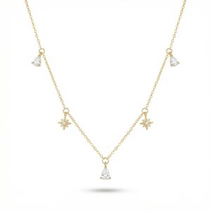 Star and Water Droplet 18K Gold Plated Necklace