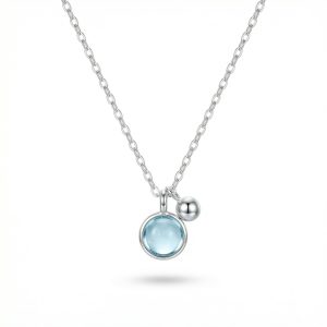 Simple Sterling Silver Crystal Pendant Necklace
