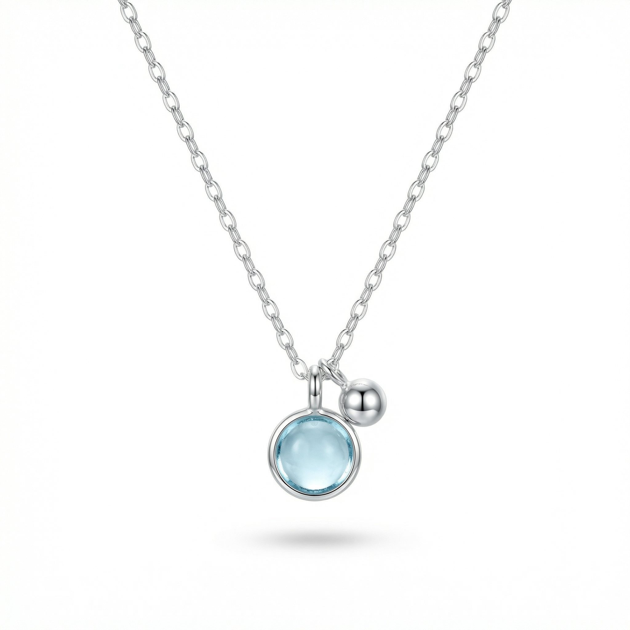 Simple Sterling Silver Crystal Pendant Necklace