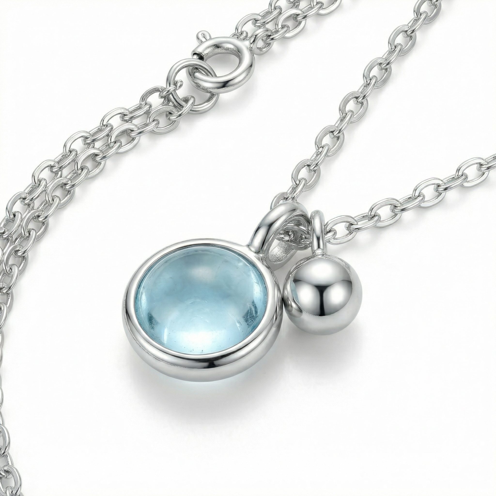Simple Sterling Silver Crystal Pendant Necklace - Image 2