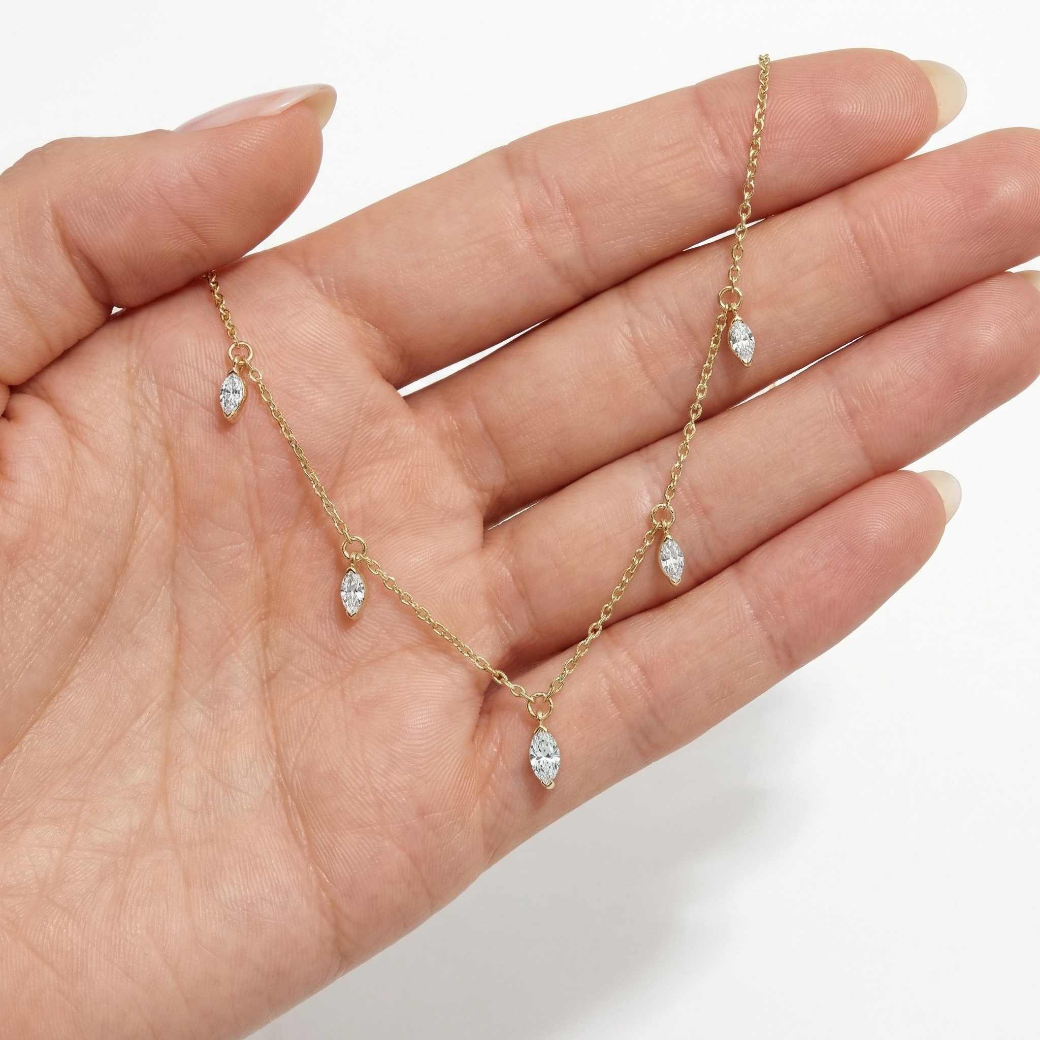 Whisper Bar Sterling Silver Zircon Gemstone Pendant Necklace - Image 4