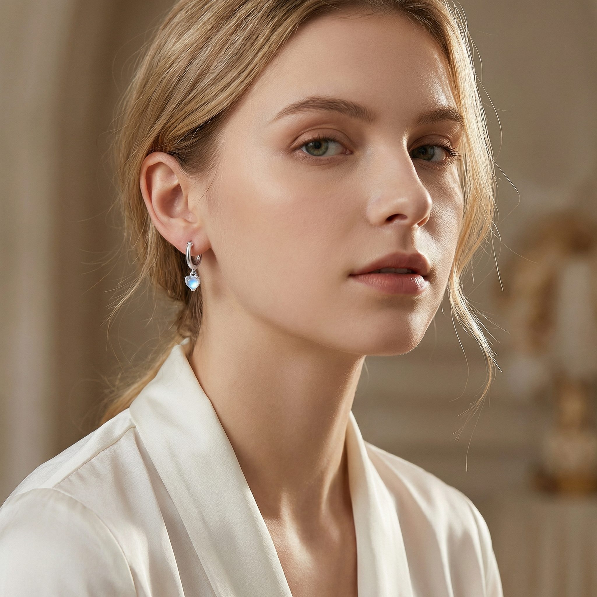 Fleur de Lune Sterling Silver Heart Earrings - Image 4