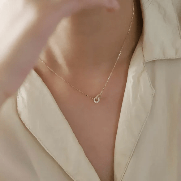 Solea Double Hoop Sterling Silver Gold Plated Necklace - Image 3