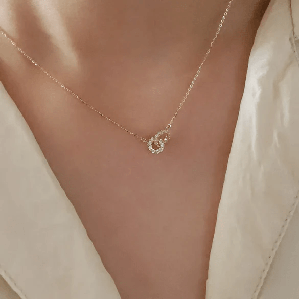 Solea Double Hoop Sterling Silver Gold Plated Necklace - Image 4