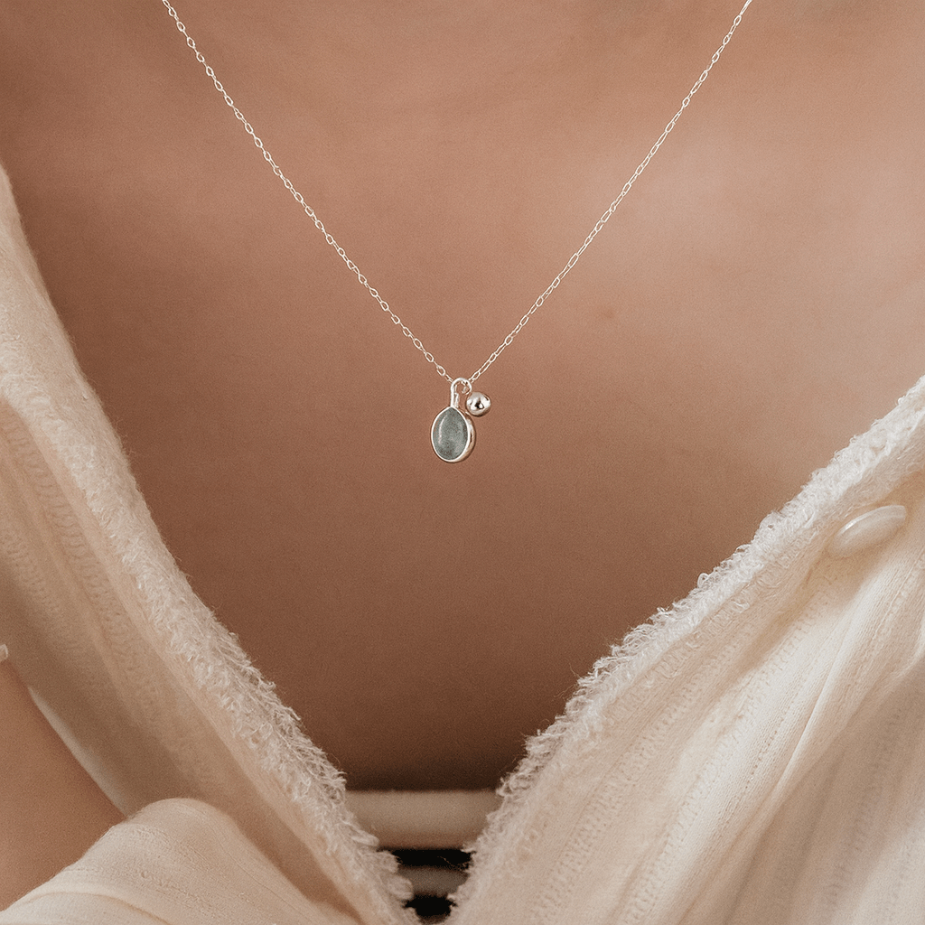 Simple Sterling Silver Crystal Pendant Necklace - Image 3