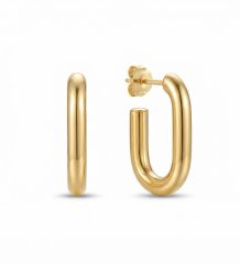 Mono U-shaped hoop earring crafted from 304 stainless steel with a smooth gold-plated finish on a white background.
